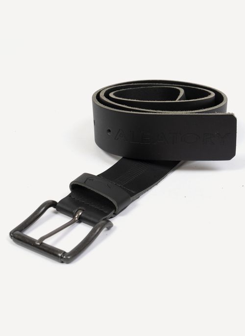 Cinto de Couro Aleatory Buckle Preto