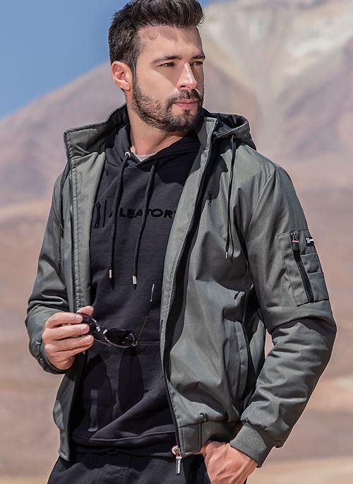 Jaqueta Aleatory Style Capuz Removível Verde