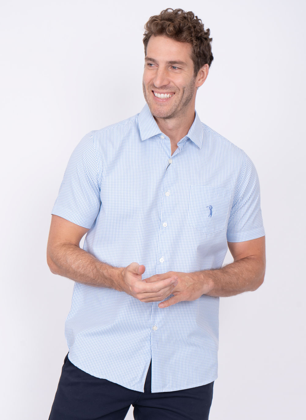 Camisa-Aleatory-Xadrez-Manga-Curta-Swiss-Azul-P