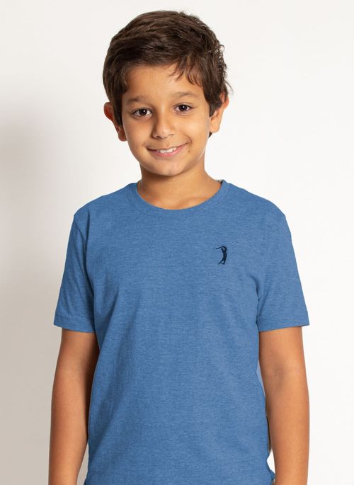 Camiseta Aleatory Infantil Básica New Azul Mescla