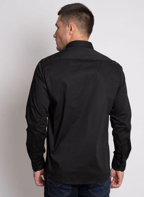 Camisa Aleatory Slim Fit Lisa Lycra Preta