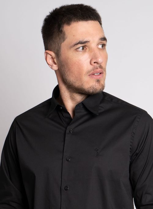 Camisa Aleatory Slim Fit Lisa Lycra Preta