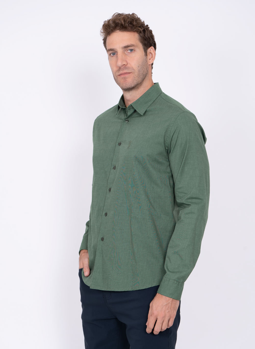 Camisa-Aleatory-Fil-a-Fil-Manga-Longa-Esmeralda-Verde-Escuro-P