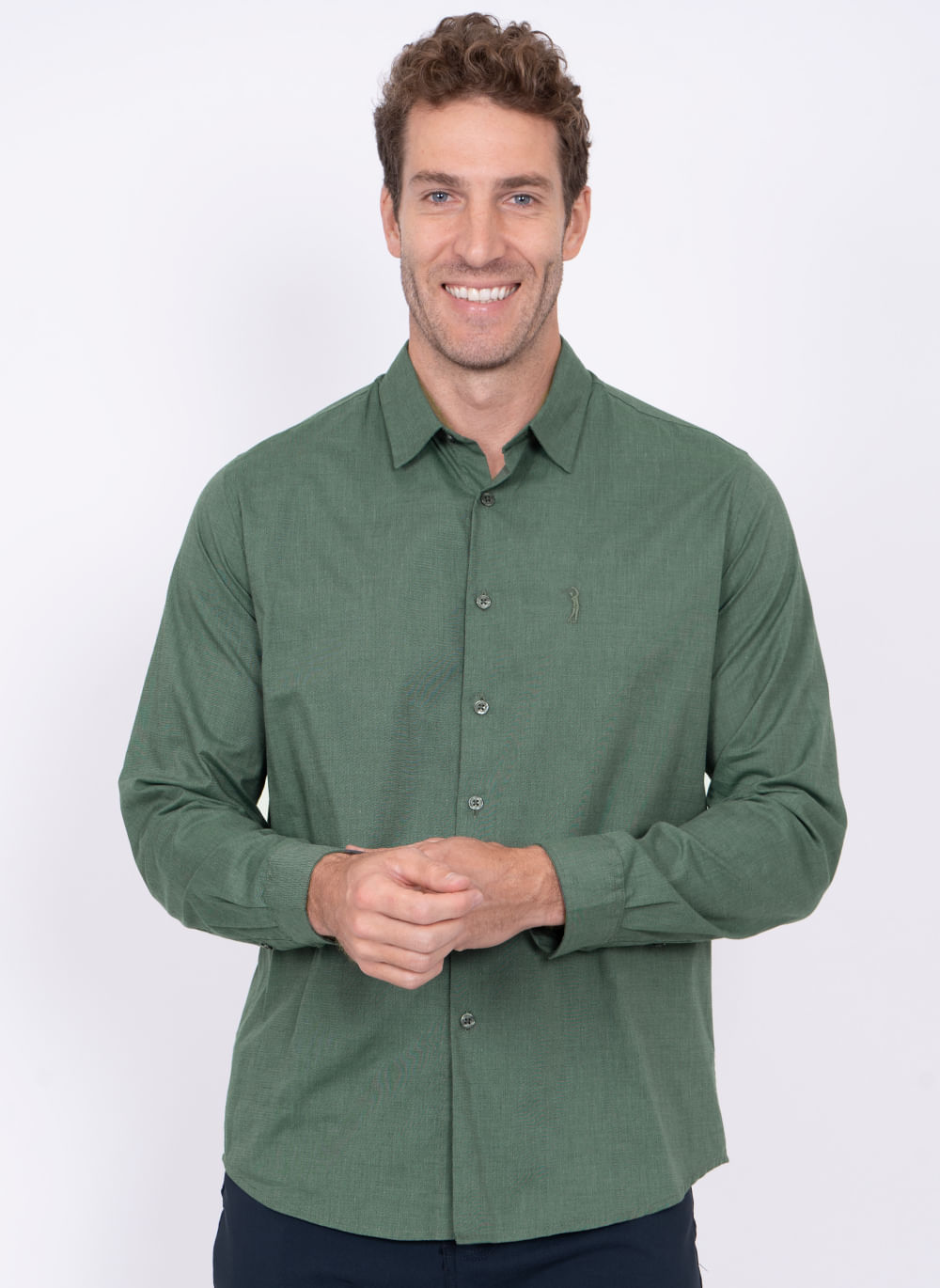 Camisa-Aleatory-Fil-a-Fil-Manga-Longa-Esmeralda-Verde-Escuro-P