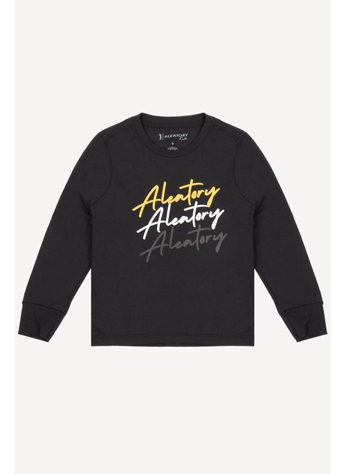 Camiseta Infantil Aleatory Manga Longa Triad Preta