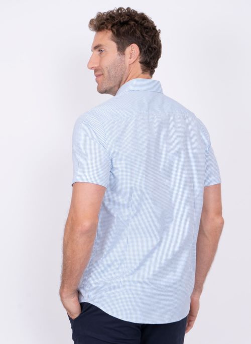 Camisa Aleatory Xadrez Manga Curta Swiss Azul