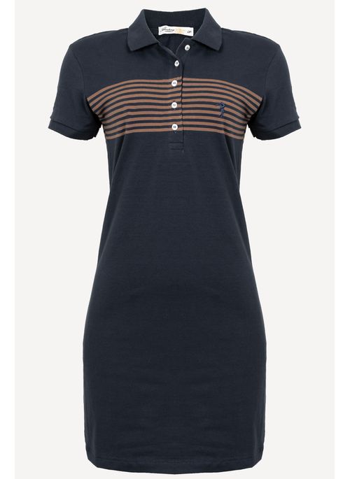 Vestido Listrado Aleatory Grid Marinho