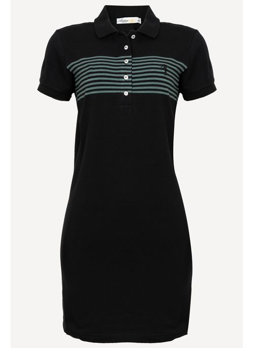 Vestido Listrado Aleatory Grid Preto