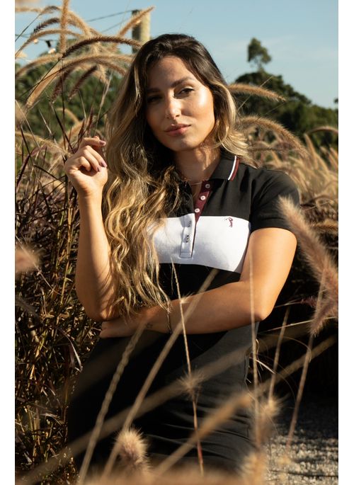 Vestido Listrado Aleatory Feeling Preto