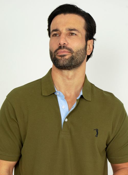 Camisa Polo Verde Musgo Lisa Aleatory