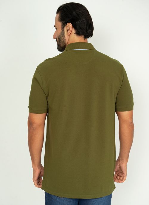 Camisa Polo Verde Musgo Lisa Aleatory