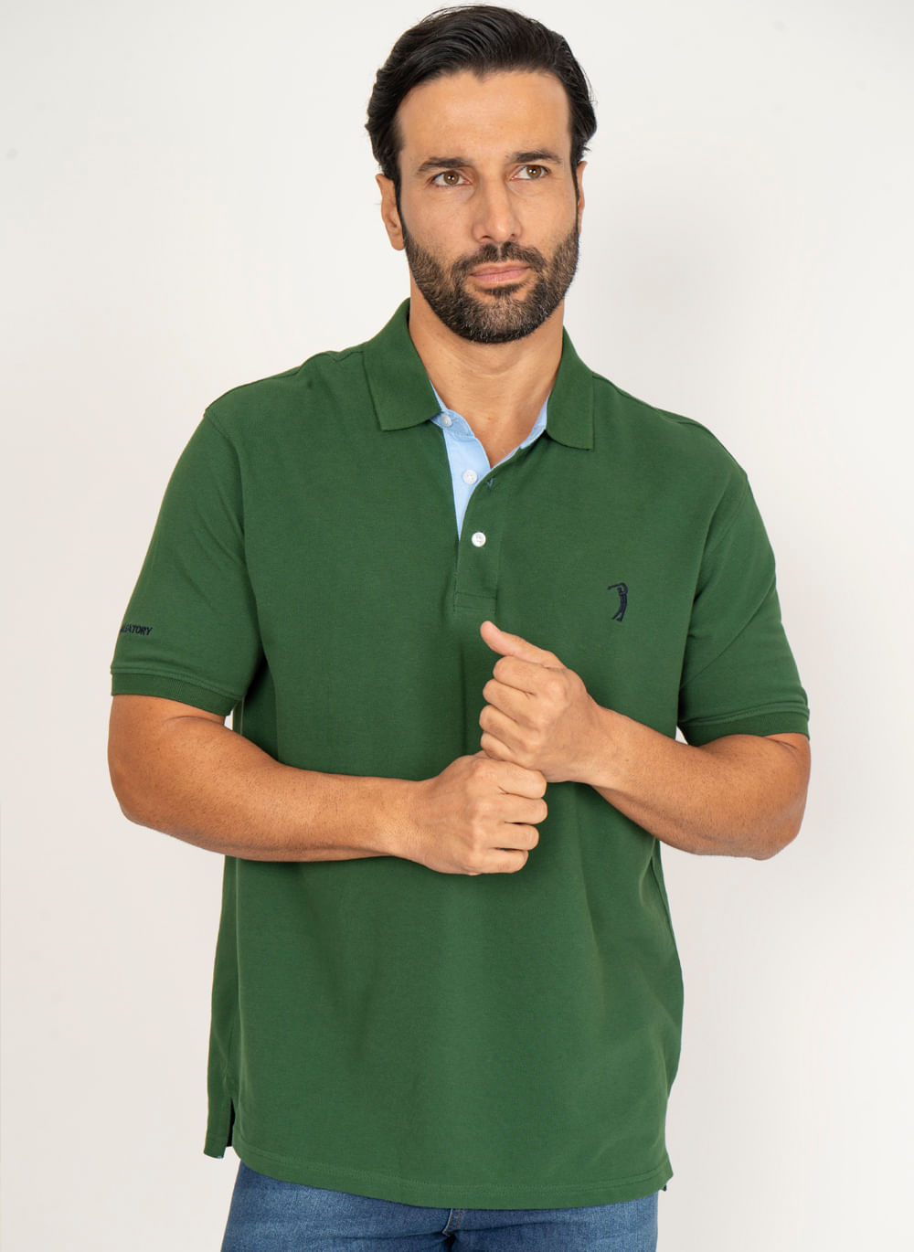 Camisa-Polo-Esmeralda-Lisa-Aleatory-Verde-Escuro-P