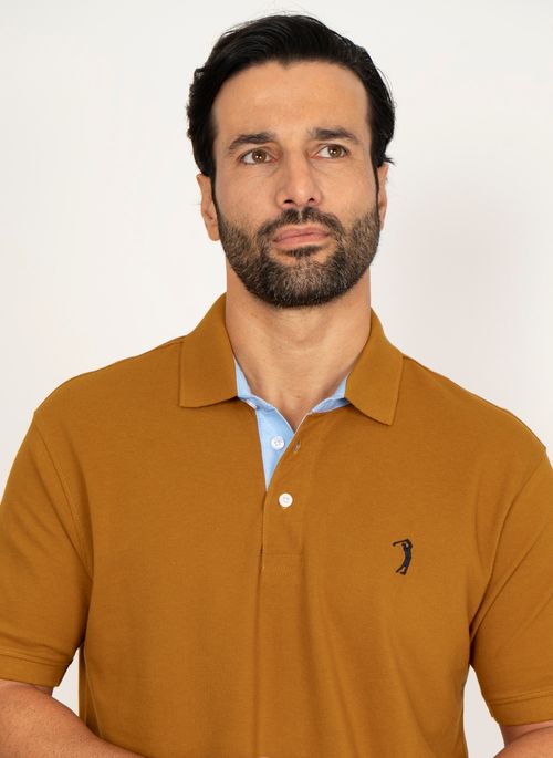 Camisa Polo Amarelo Escuro Lisa Aleatory