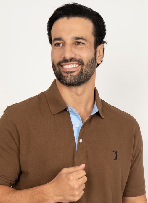 Camisa Polo Marrom Escuro Lisa Aleatory