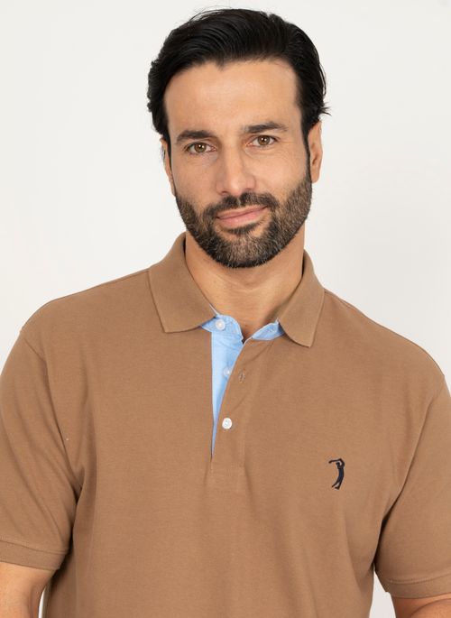 Camisa Polo Bege Escuro Lisa Aleatory