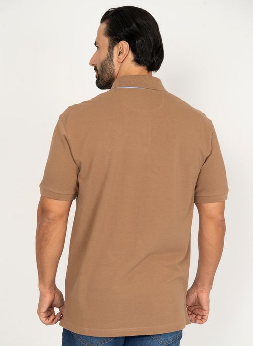 Camisa Polo Bege Escuro Lisa Aleatory