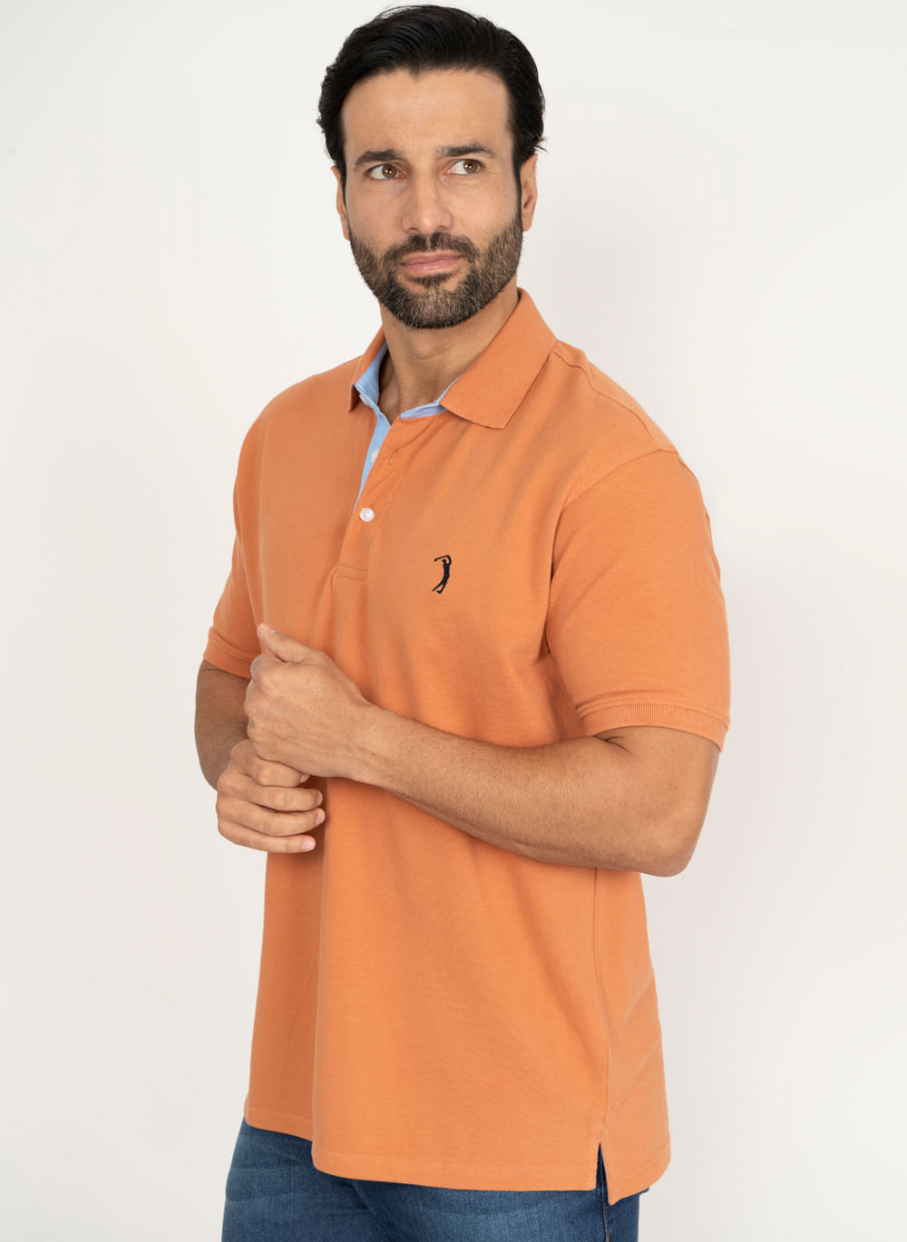 Camisa-Polo-Bronze-Lisa-Aleatory-Marrom-P