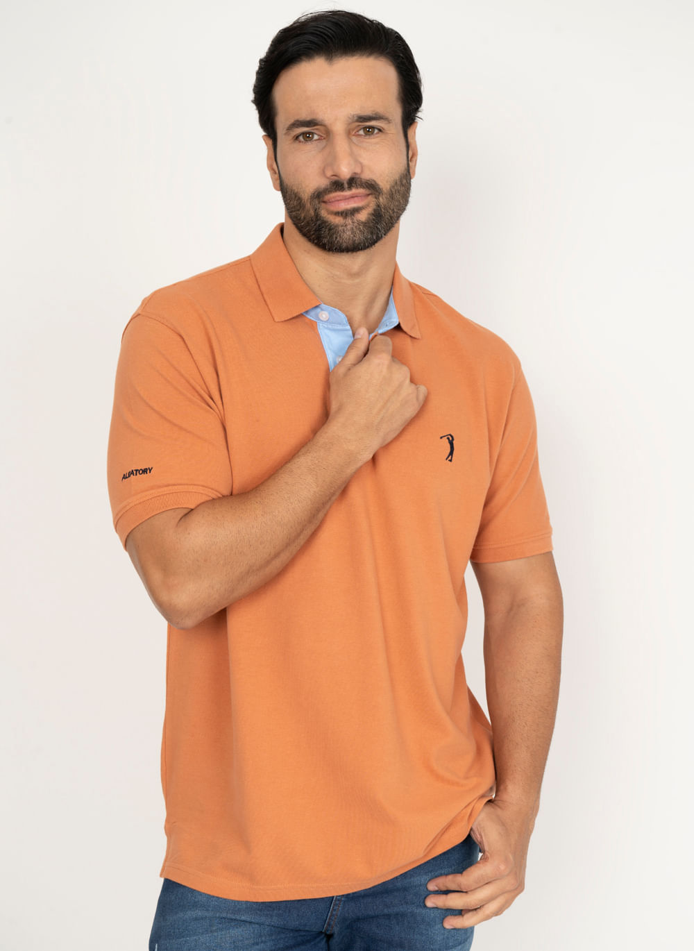 Camisa-Polo-Bronze-Lisa-Aleatory-Marrom-P