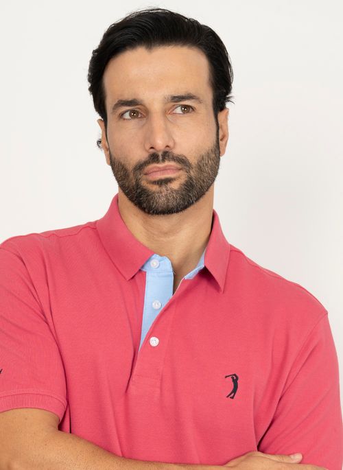 Camisa Polo Vermelho Claro Lisa Aleatory
