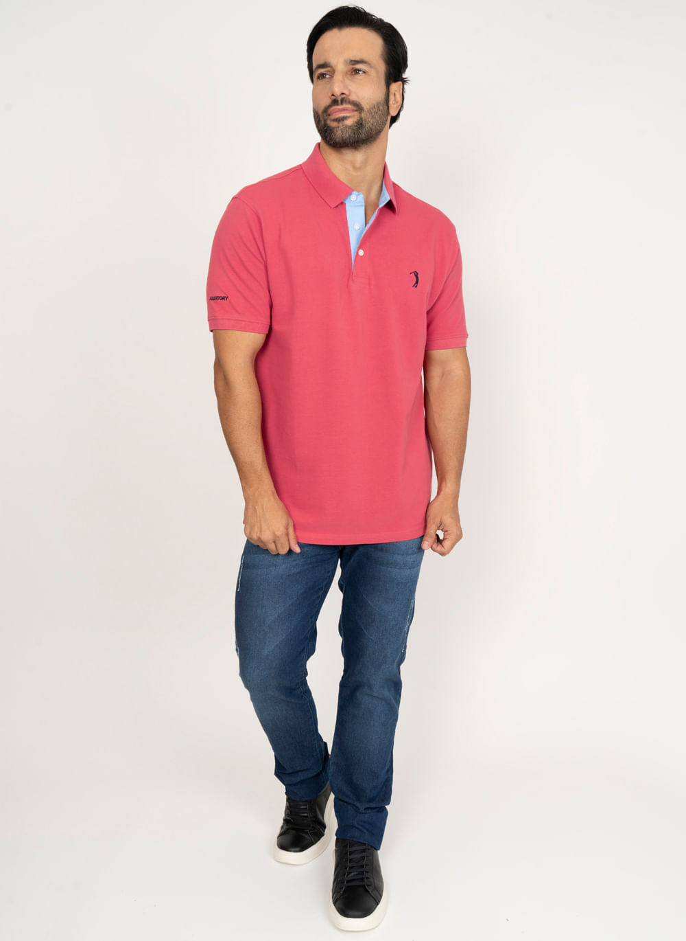 Camisa-Polo-Vermelho-Claro-Lisa-Aleatory-Vermelho-P