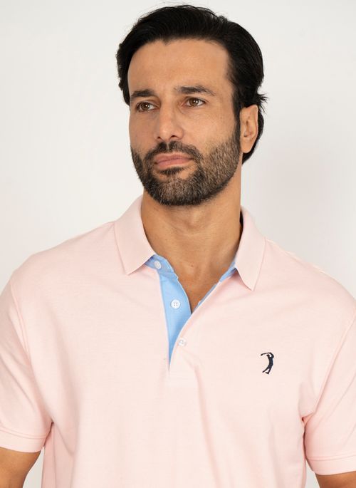 Camisa Polo Rosa Claro Lisa Aleatory