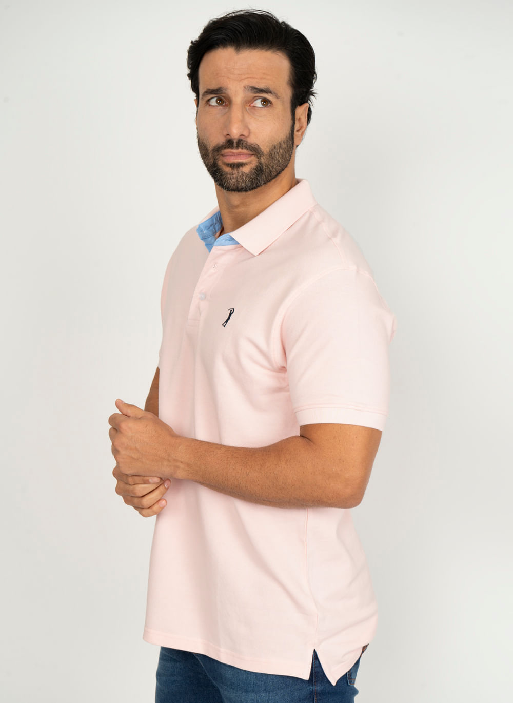 Camisa-Polo-Rosa-Claro-Lisa-Aleatory-Rosa-P