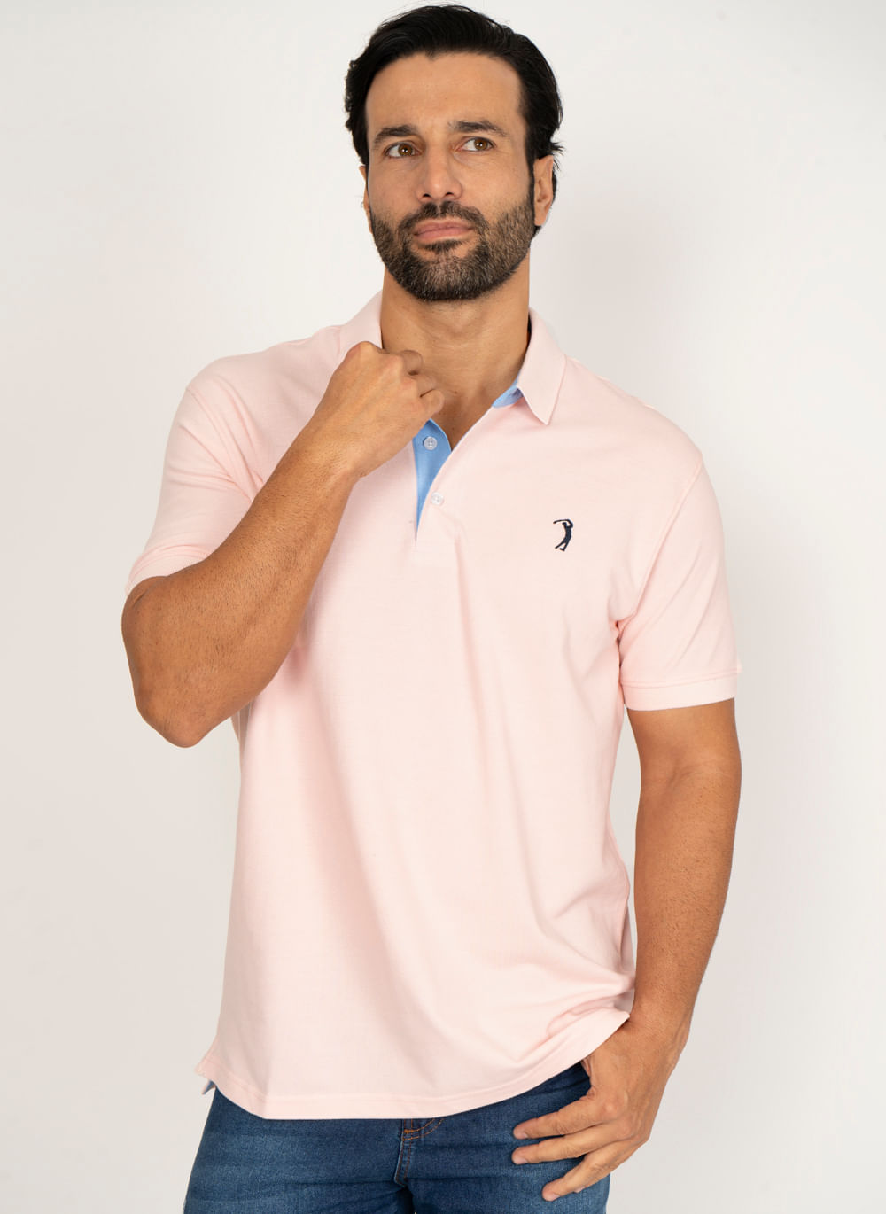 Camisa-Polo-Rosa-Claro-Lisa-Aleatory-Rosa-P