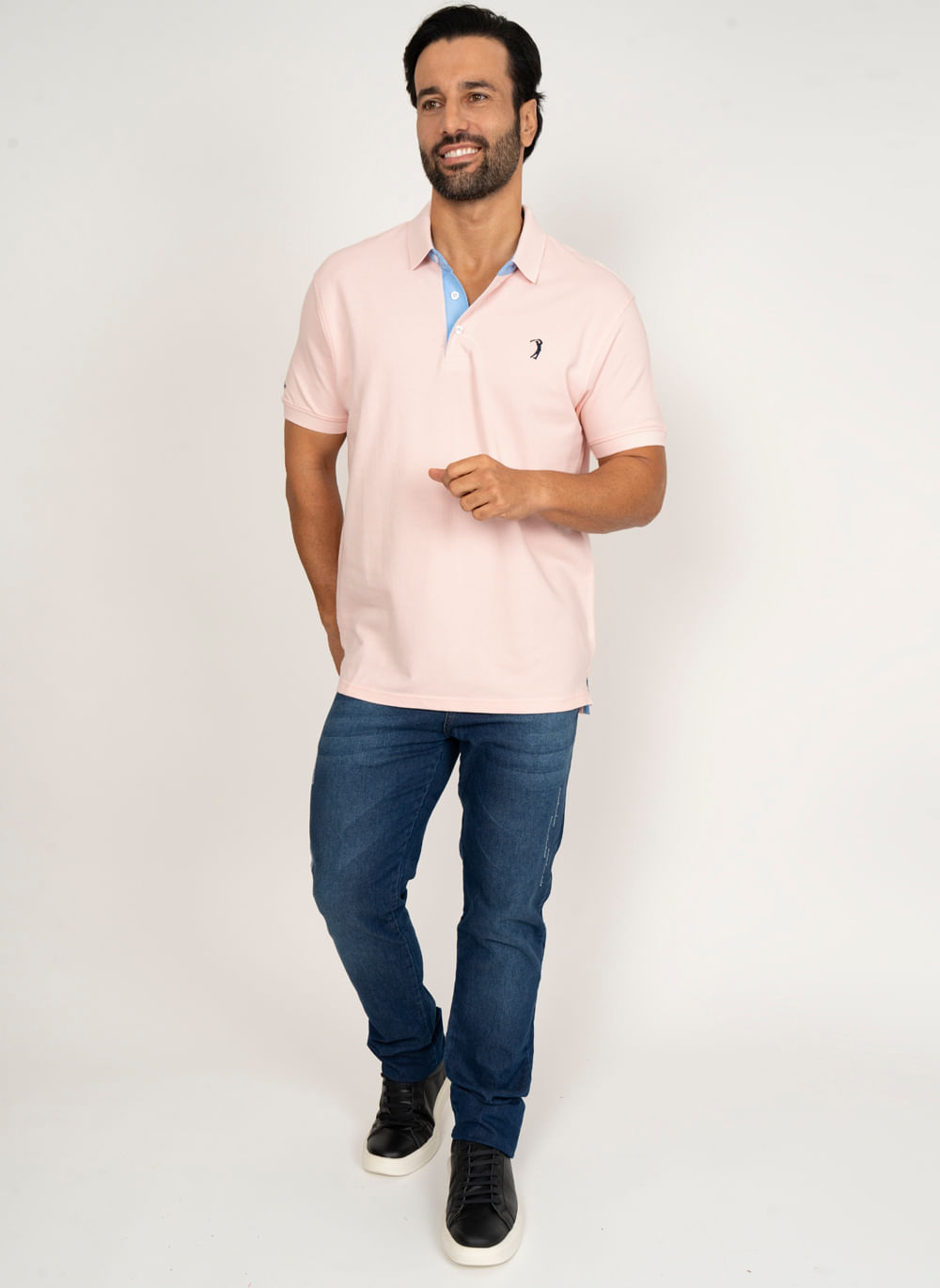 Camisa-Polo-Rosa-Claro-Lisa-Aleatory-Rosa-P