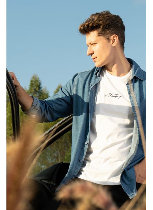 Camisa Jeans Aleatory Manga Longa Pace Azul Claro