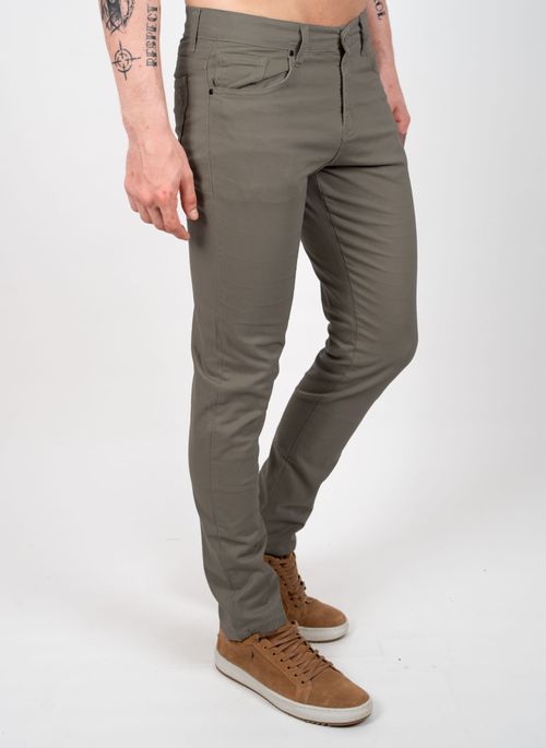 Calça Sarja Aleatory 5 Bolsos Khaki Escuro