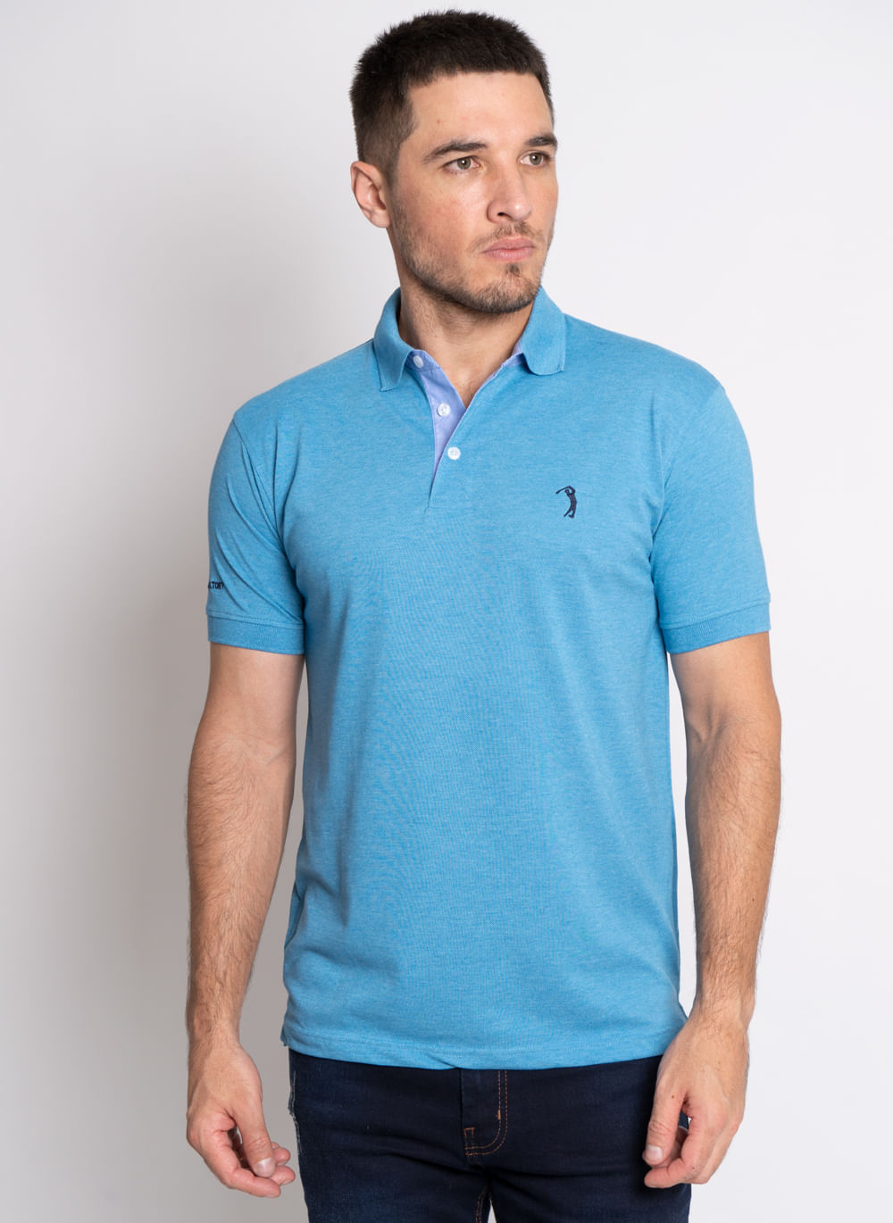 Camisa-Polo-Aleatory-Lisa-Mescla-Azul-Azul-P
