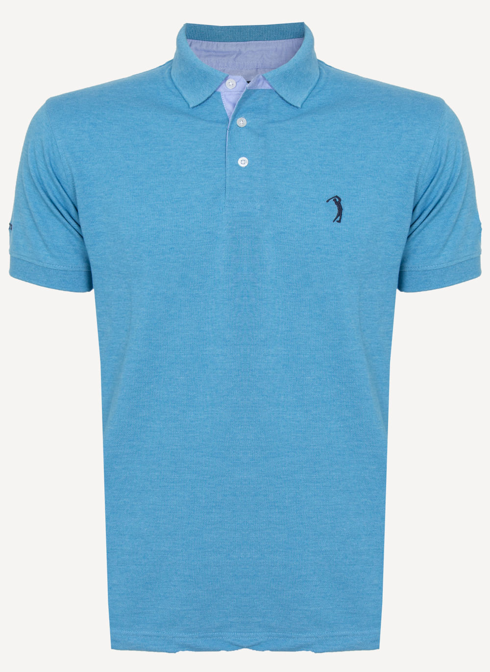 Camisa-Polo-Aleatory-Lisa-Mescla-Azul-Azul-M