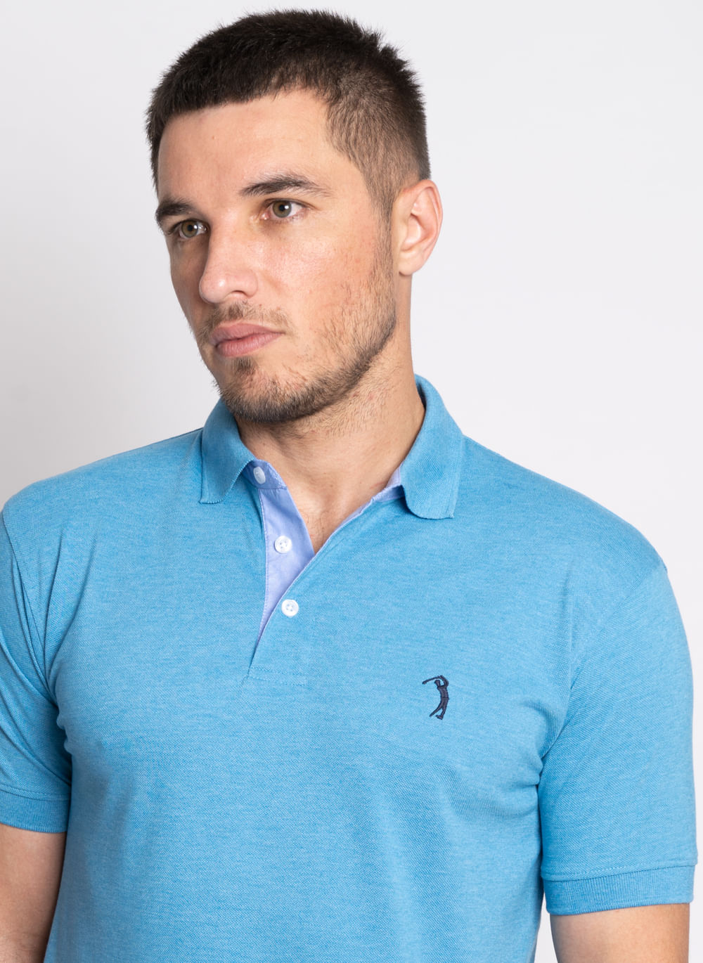 Camisa-Polo-Aleatory-Lisa-Mescla-Azul-Azul-M