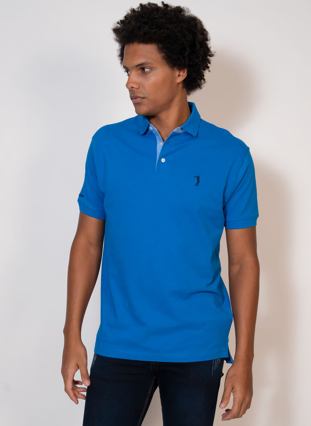 Camisa-Polo-Azul-Escuro-Lisa-Aleatory-Azul-Escuro-M