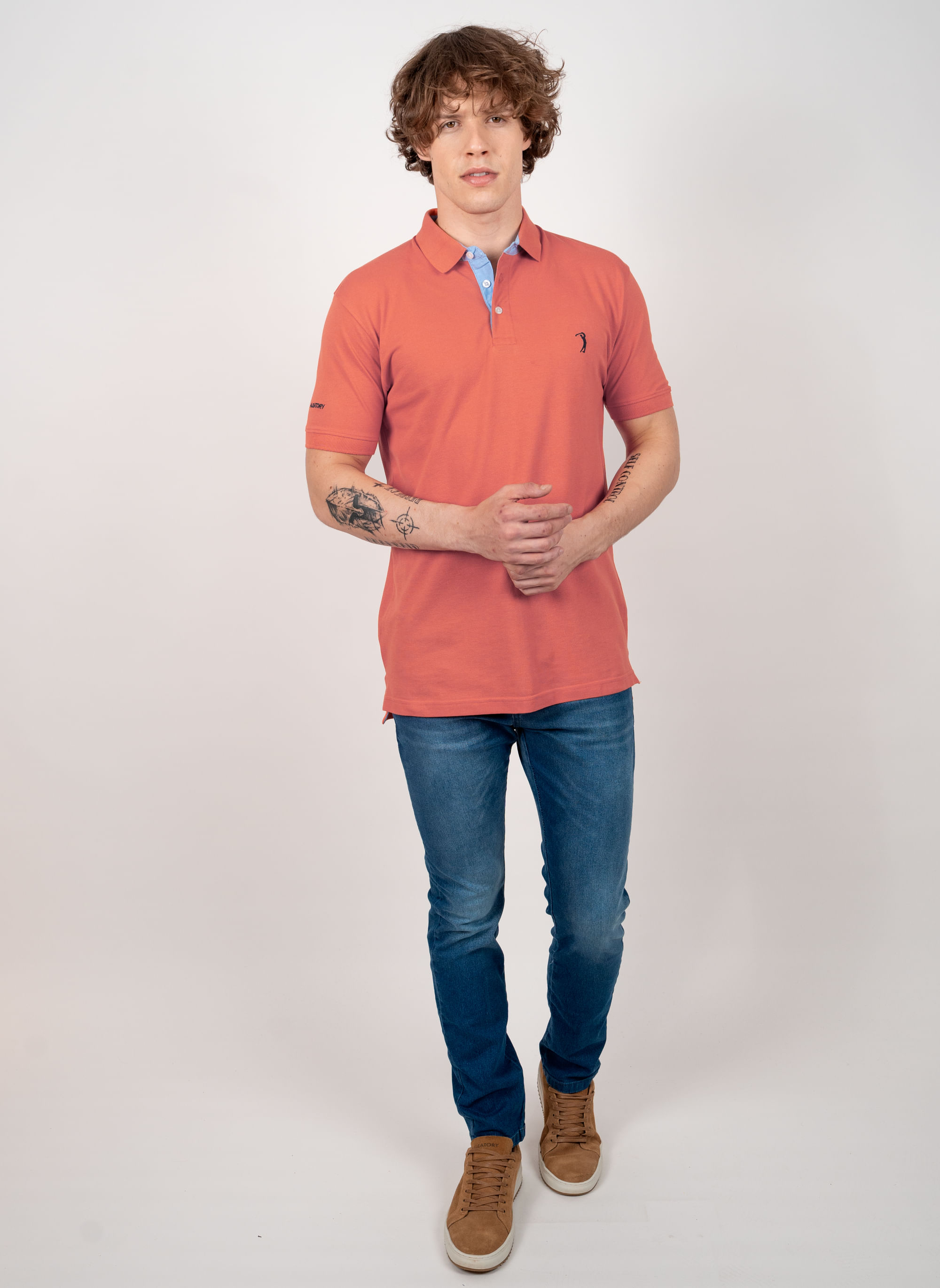 Camisa-Polo-Laranja-Lisa-Aleatory-Laranja-P