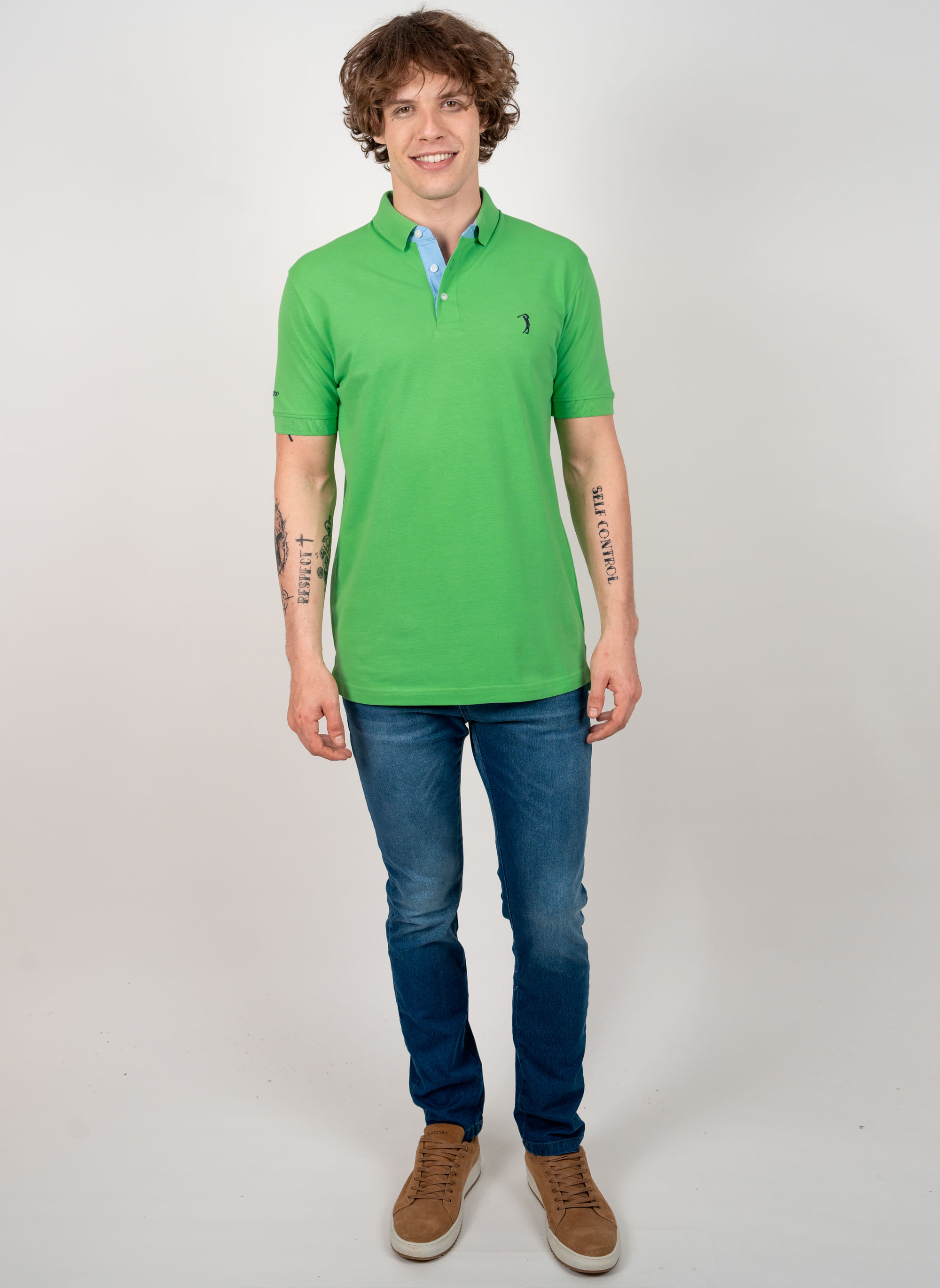Camisa-Polo-Verde-Limao-Lisa-Aleatory-Verde-M