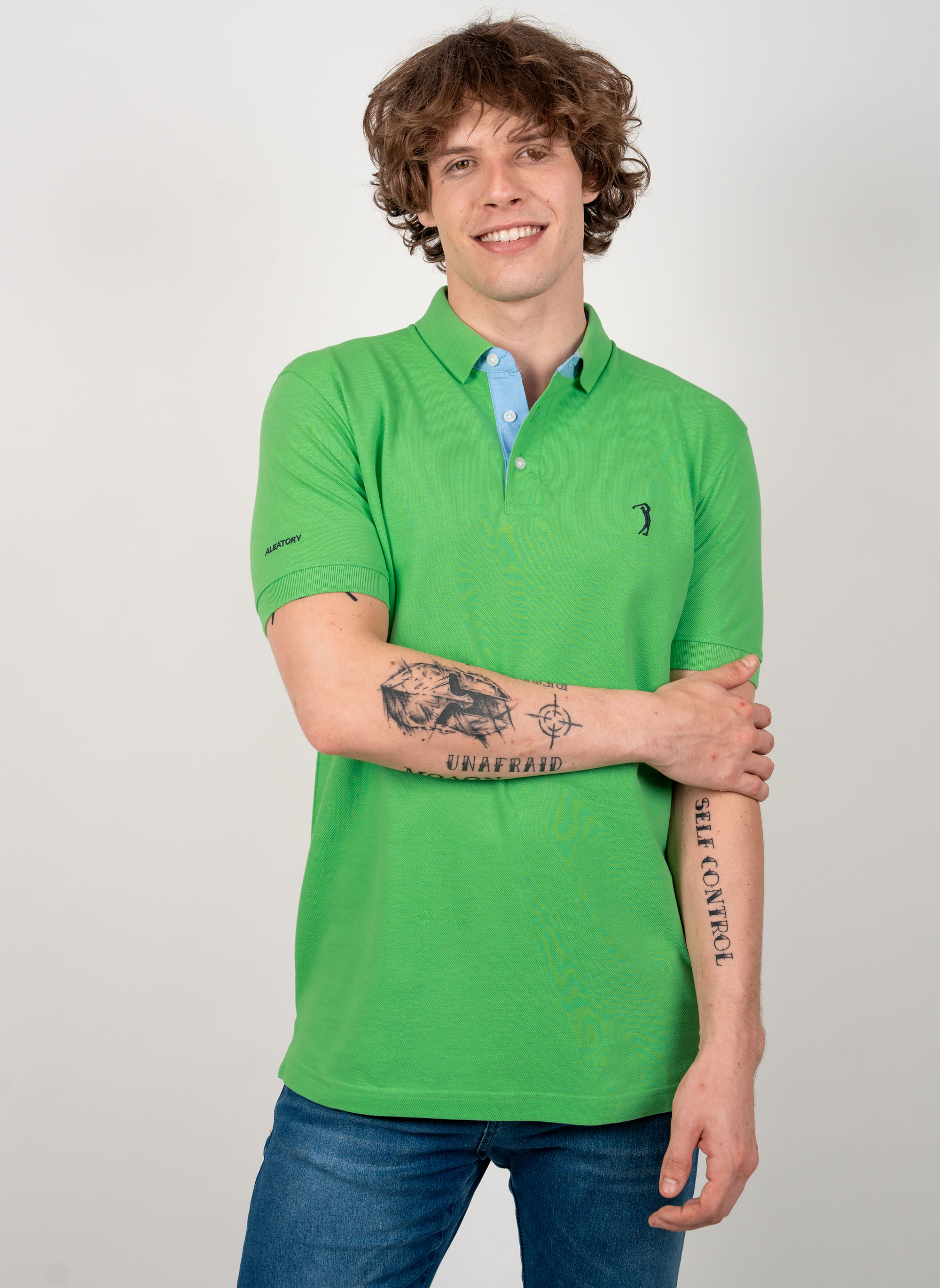 Camisa-Polo-Verde-Limao-Lisa-Aleatory-Verde-M