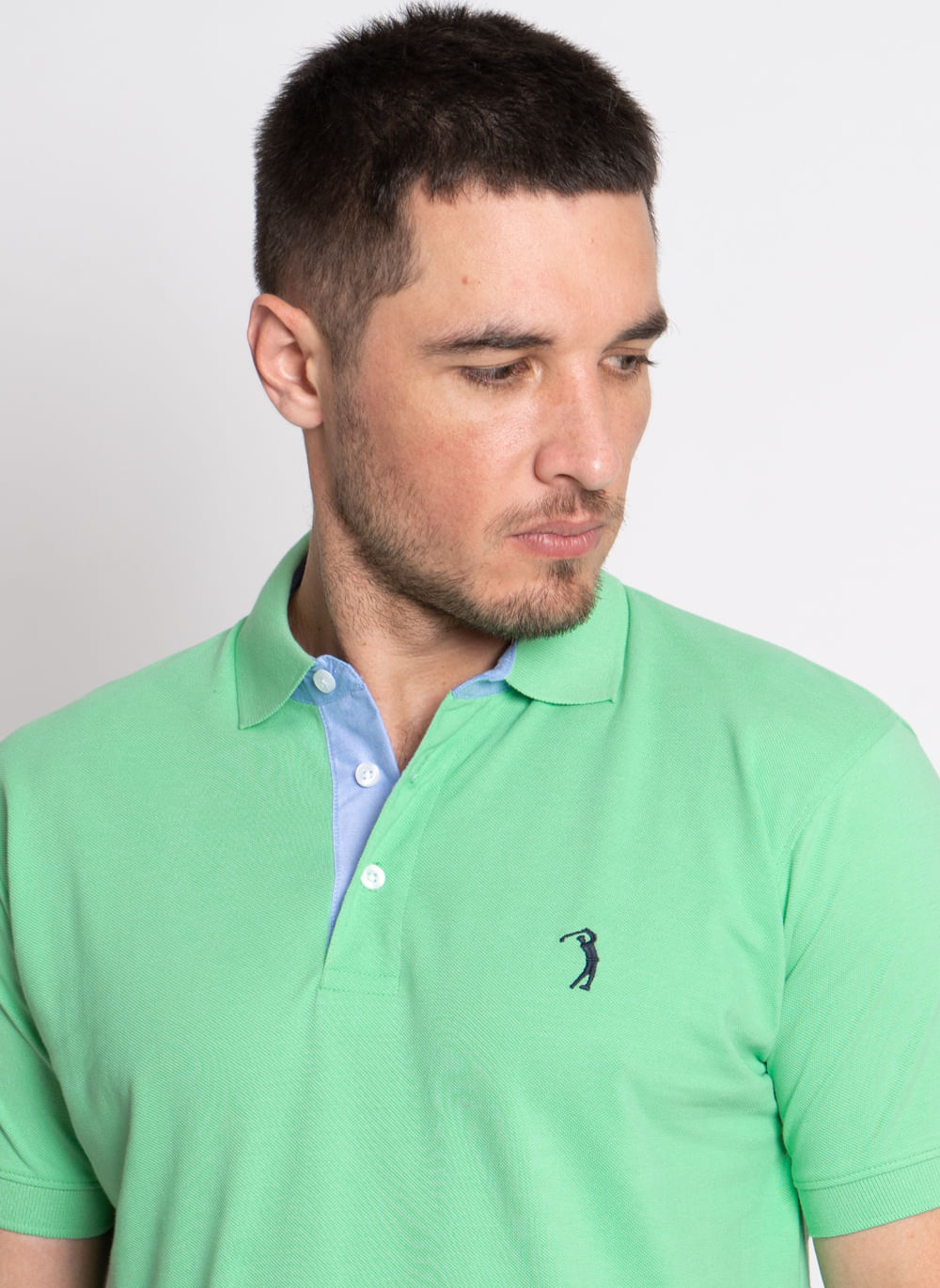 Camisa-Polo-Verde-Claro-Lisa-Aleatory-Verde-Claro-M