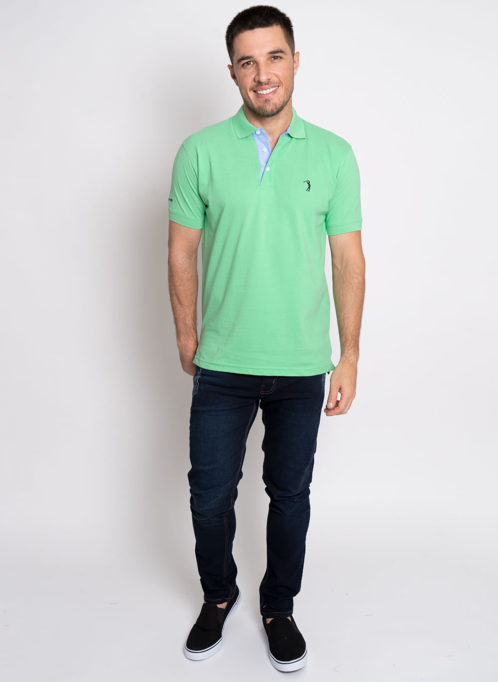 Camisa-Polo-Verde-Claro-Lisa-Aleatory-Verde-Claro-M