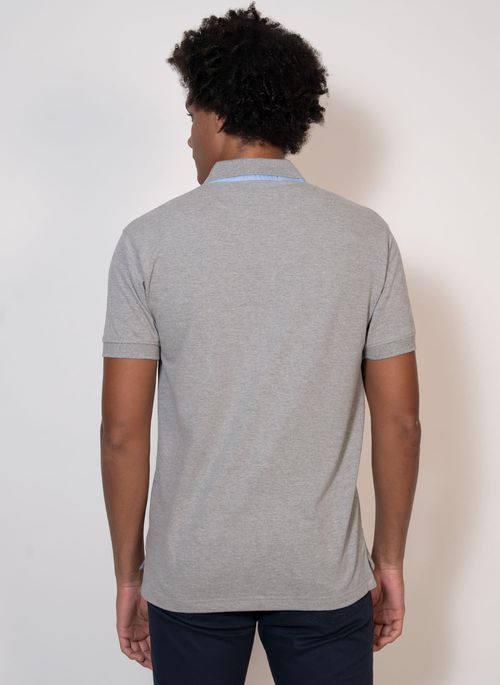 Camisa Polo Aleatory Lisa Mescla Cinza