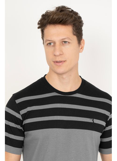 Camiseta Aleatory Listrada Chop Preta
