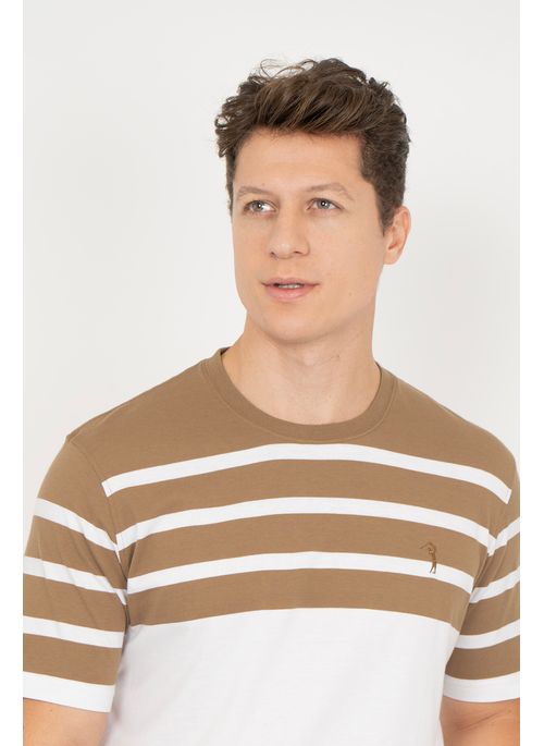 Camiseta Aleatory Listrada Chop Marrom