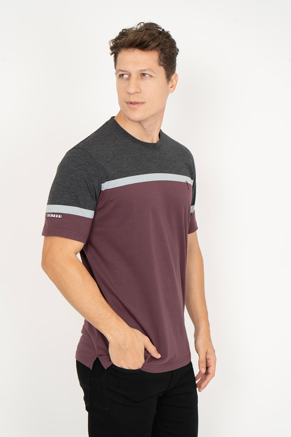 Camiseta-Aleatory-Listrada-Road-Preto-Mescla-Preto-P