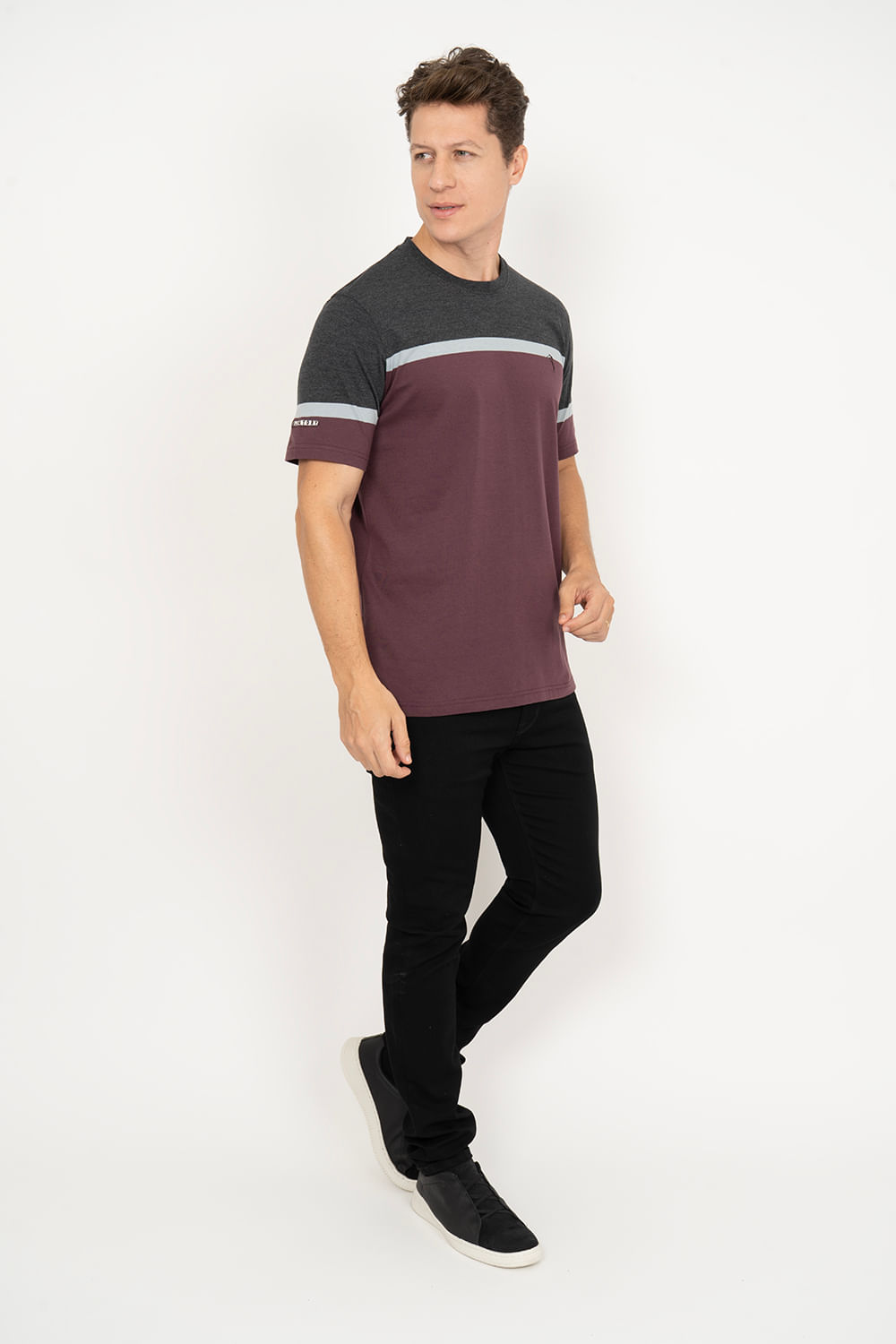 Camiseta-Aleatory-Listrada-Road-Preto-Mescla-Preto-P