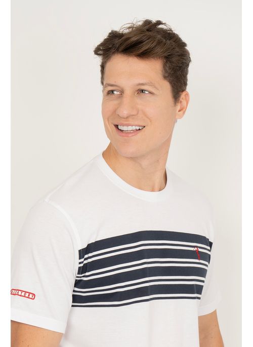Camiseta Aleatory Listrada Shelf Branca
