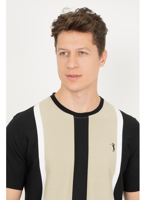 Camiseta Aleatory Listrada Thinker Bege