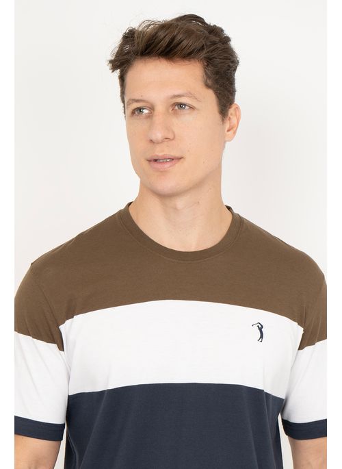 Camiseta Aleatory Listrada Theme Marrom
