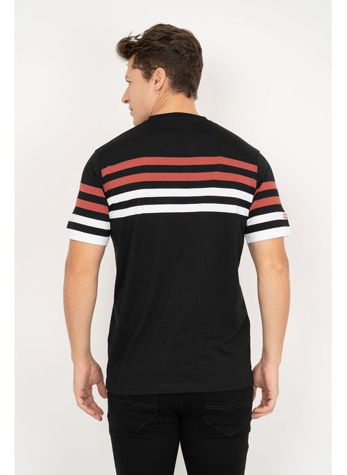 Camiseta Aleatory Listrada Layout Preta