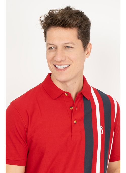 Camisa Polo Aleatory Listrada Range Vermelho