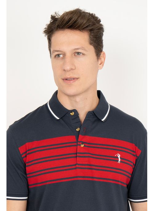 Camisa Polo Aleatory Listrada Hall Vermelha